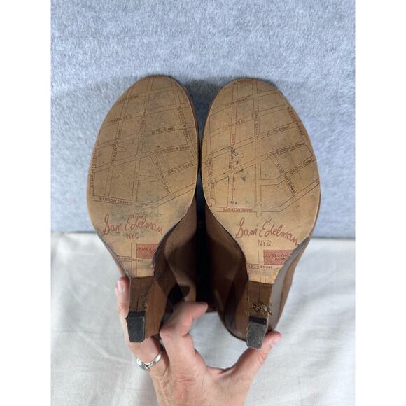 Sam Edelman Krosby Women’s sz 9.5 Gladiator Leather Wedge Peep Toe booties - Picture 10 of 12